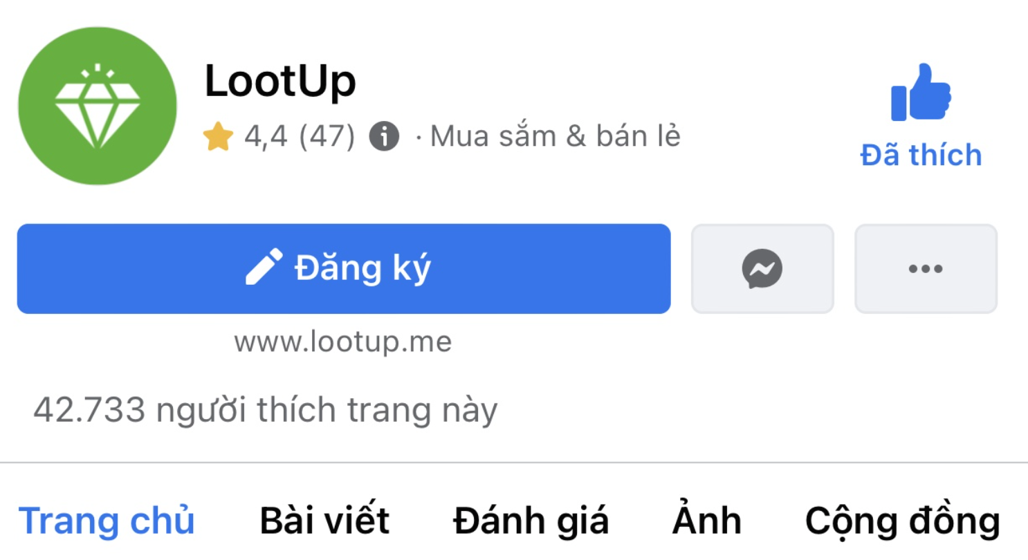 Theo dõi trang Facebook của Lootup để tiện việc lấy mã Promo Codes